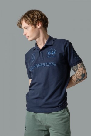 La Martina Kurzes-sleeved Regular Fit Poloshirt Herren Navy | TYDE3530