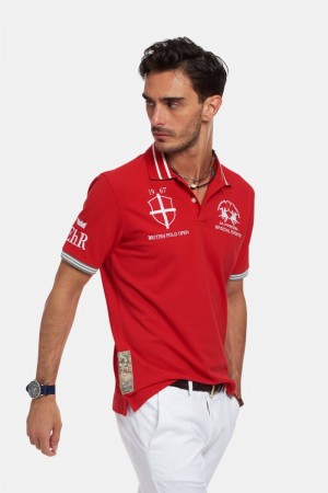 La Martina Kurzes-sleeved Regular Fit Poloshirt Herren Rot | BQDC5507