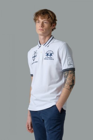 La Martina Kurzes-sleeved Regular Fit Poloshirt Herren Weiß | BNMX9095
