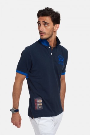 La Martina Kurzes-sleeved Regular Fit Poloshirt Herren Navy | EMSK3712