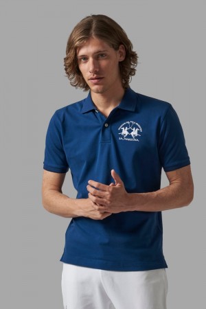 La Martina Kurzes-sleeved Regular Fit Poloshirt Herren Blau | GHSE8357