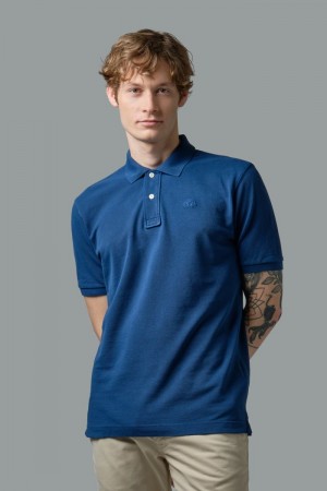 La Martina Kurzes-sleeved Regular-fit Baumwoll Poloshirt Herren Blau | HOIA7951