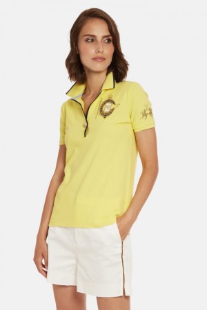 La Martina Regular-fit Sequin Poloshirt Damen Zitrone | NKYS2488