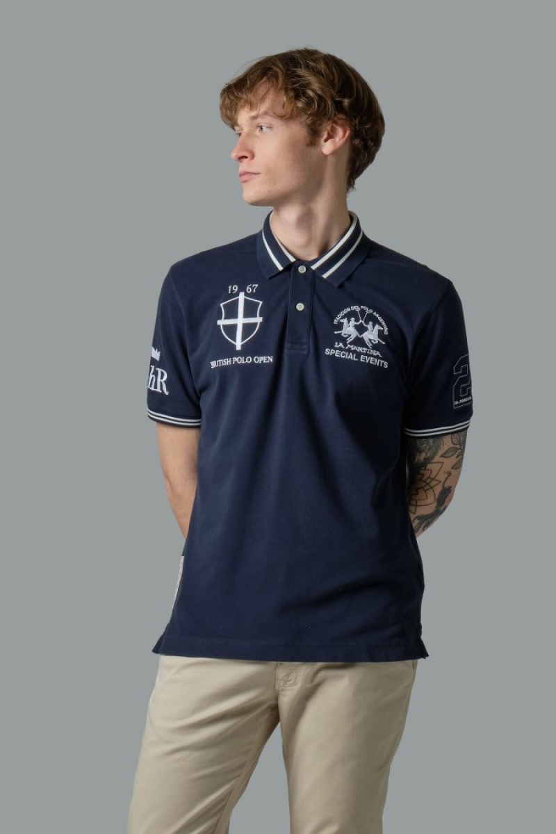 La Martina Kurzes-sleeved Regular Fit Poloshirt Herren Navy | TCVS6267