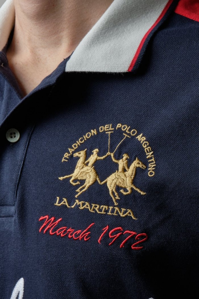 La Martina Kurzes-sleeved Regular Fit Poloshirt Herren Navy | LYOE5754