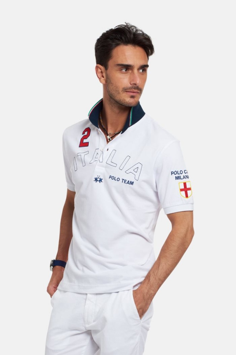 La Martina Kurzes-sleeved Regular Fit Poloshirt Herren Weiß | TIBB4668