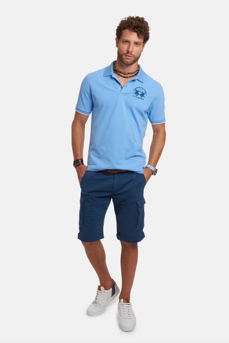 La Martina Kurzes-sleeved Regular Fit Poloshirt Herren Blau | EPUA3243