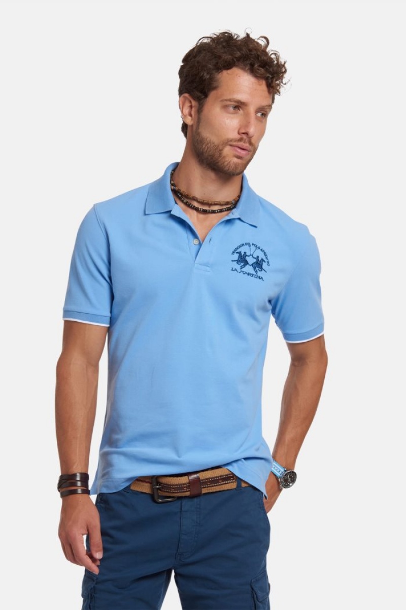 La Martina Kurzes-sleeved Regular Fit Poloshirt Herren Blau | EPUA3243