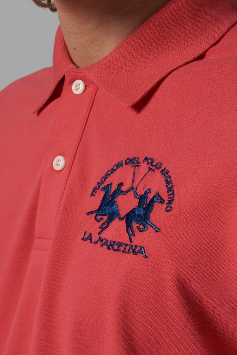 La Martina Kurzes-sleeved Regular Fit Poloshirt Herren Koralle | HLQD1159