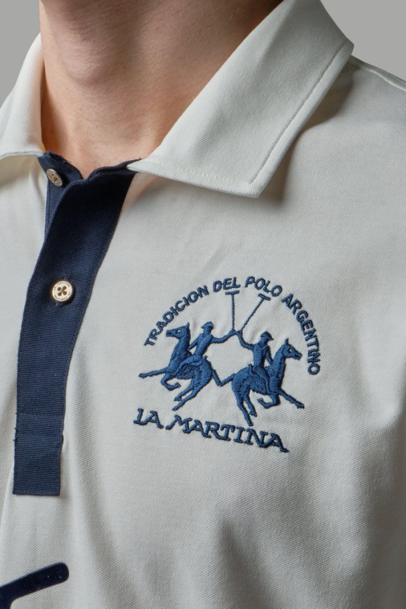 La Martina Kurzes-sleeved Regular Fit Poloshirt Herren Weiß | FDKW9969