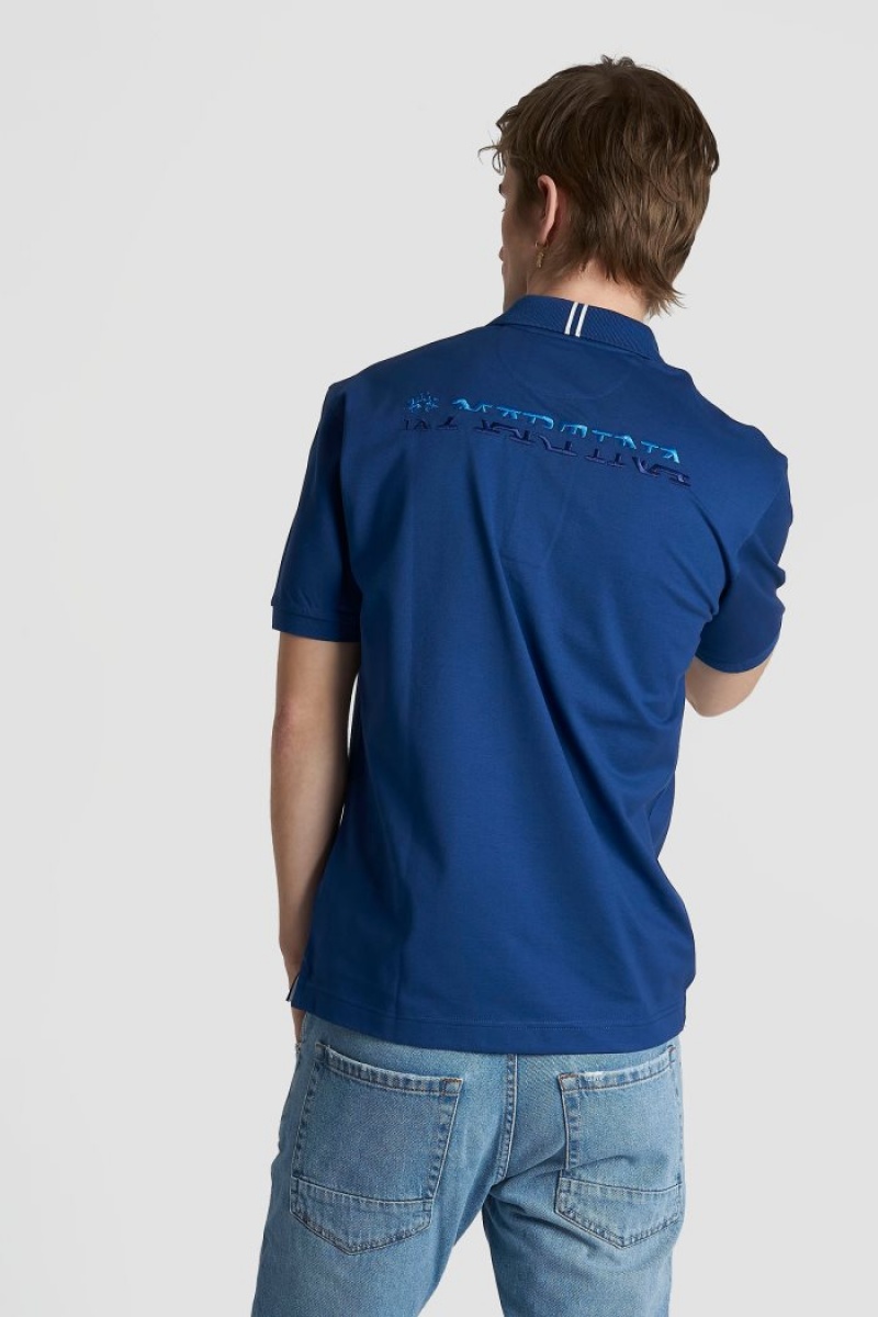 La Martina Kurzes-sleeved Regular Fit Poloshirt Herren Blau | NSTP1847
