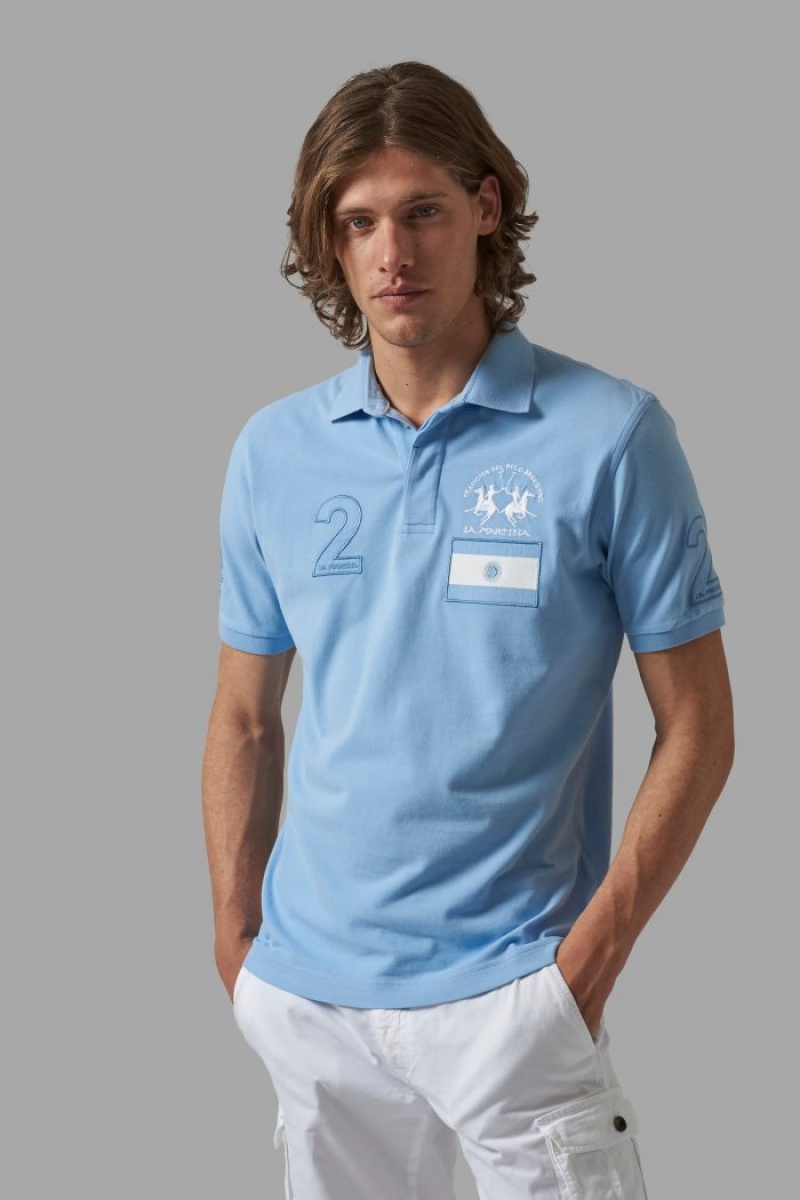 La Martina Regular-fit Stretch Baumwoll Poloshirt Herren Blau | CFDM9150