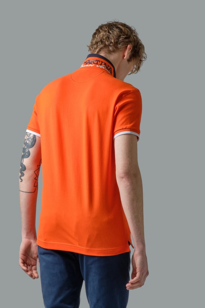La Martina Slim-fit Stretch Piqué Poloshirt Herren Rot Orange | ZUOG5140