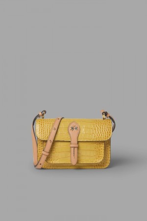 La Martina Crocodile-print Leder Taschen Damen Gelb | WACK8071
