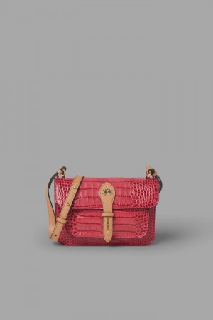 La Martina Crocodile-print Leder Taschen Damen Rot | FUMU0219