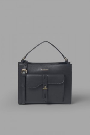 La Martina Front Pocket-embellished Leder Taschen Damen Schwarz | WJKT1594