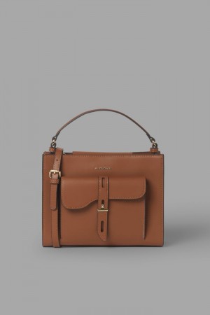 La Martina Front Pocket-embellished Leder Taschen Damen Braun | XAQX3636