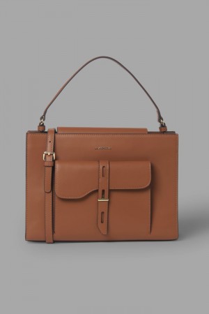 La Martina Front Pocket-embellished Leder Taschen Damen Braun | PLGL5559