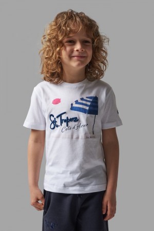 La Martina Klassische Baumwoll T-shirts Kinder Weiß | DMAS3657